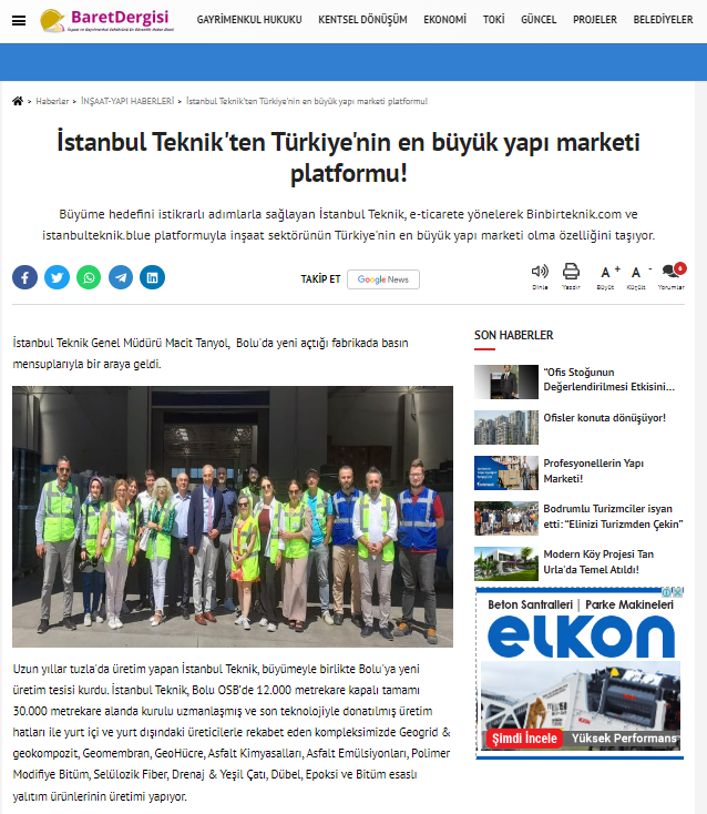 Türkiye'nin en büyük yapı marketi platformu - Baret Dergisi