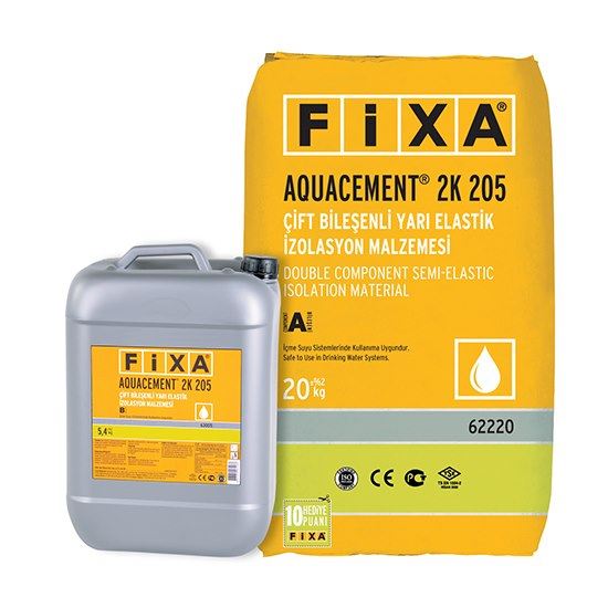 AQUACEMENT 2K 205 B Bileşenli Yarı Elastik İzolasyon Malzemesi Gri 5,4 kg