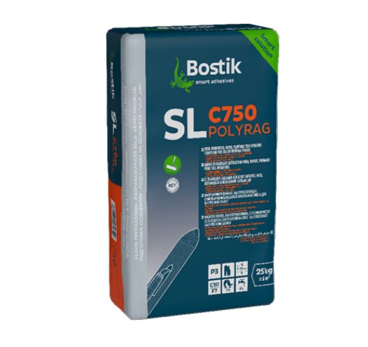 SL C750 Polyrag Elyaf Takviyeli, Hızlı, Boyanabilir Kendiliğinden Yayılan Şap (1-10mm) 25 kg