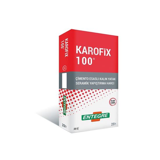 Karofix 100 C1TE Çimento Esaslı Kalın Yatak Seramik Yapıştırma Harcı 25 kg Gri