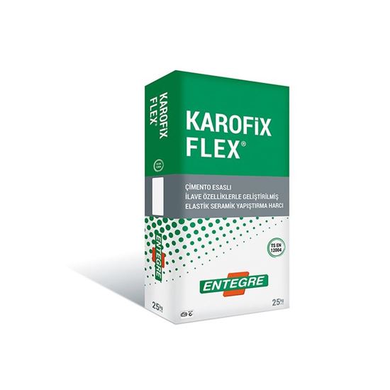 Karofix Flex C2T Çimento Esaslı, İlave Özelliklerle Geliştirilmiş Elastik Seramik Yapıştırma Harcı 25 kg Gri