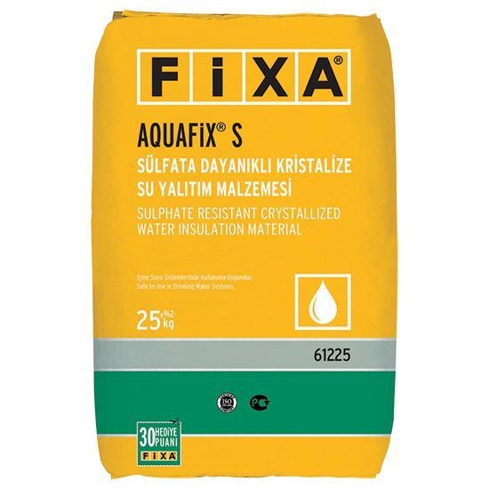 AQUAFİX S Sülfata Dayanıklı Kristalize Su Yalıtım Malzemesi Gri 25 kg