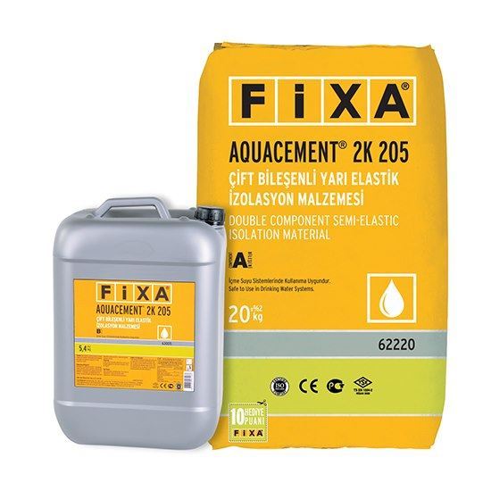 AQUACEMENT 2K 205 Çift Bileşenli Yarı Elastik İzolasyon Malzemesi Gri (20 kg + 5,4 kg)