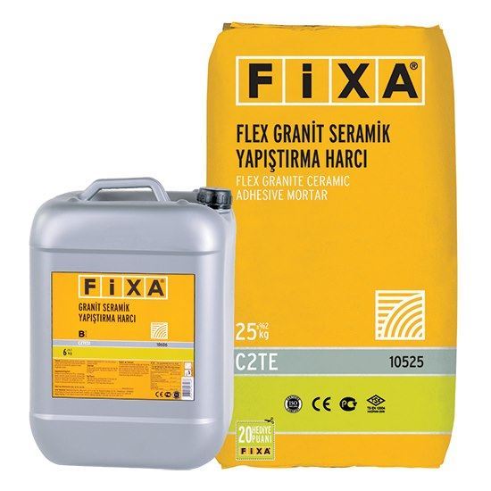 FİXA FLEX C2TES1 Granit Seramik Yapıştırma Harcı Çift Bileşenli (25 kg + 6 kg)